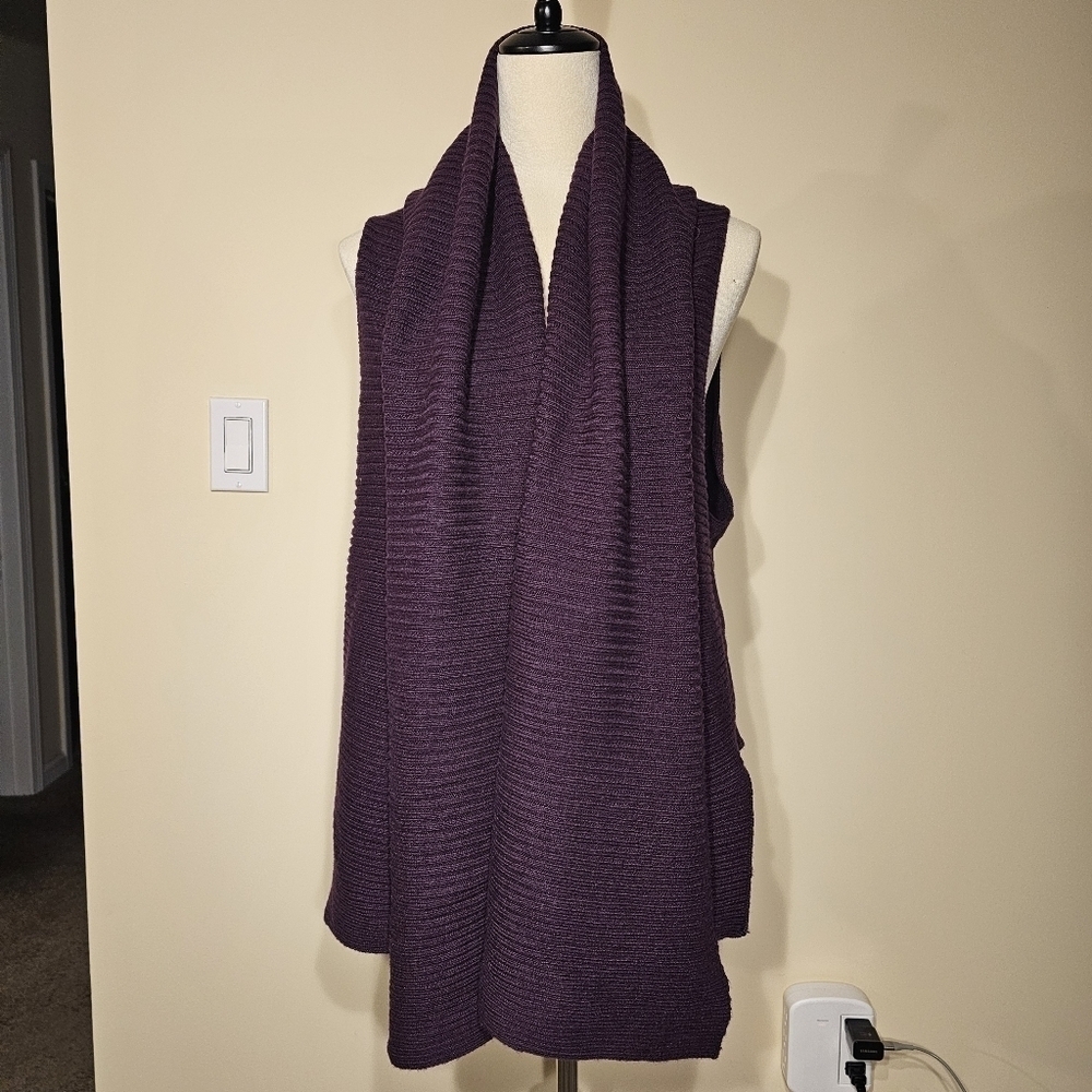 Donna Karan Wine Purple Knit Cardigan Vest